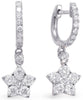 ESTATE 1.08CT DIAMOND 14KT WHITE GOLD CLUSTER STAR HUGGIE LOVE HANGING EARRINGS
