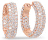 LARGE 4.49CT DIAMOND 14KT ROSE GOLD 3D INSIDE OUT HUGGIE HOOP HANGING EARRINGS