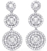 LARGE 2.18CT DIAMOND 14KT WHITE GOLD GRADUATING FLOWER JOURNEY HANGING EARRINGS