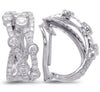 WIDE 1.49CT DIAMOND 14KT WHITE GOLD 3D MULTI ROW CRISS CROSS X CLIP ON EARRINGS