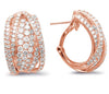 LARGE 4.85CT DIAMOND 14KT ROSE GOLD 3D CRISS CROSS PAVE CLIP ON HANGING EARRINGS