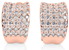 LARGE 2.28CT DIAMOND 14KT ROSE GOLD MULTI ROW UMBRELLA CLIP ON HANGING EARRINGS