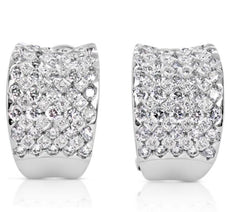 LARGE 2.28CT DIAMOND 14KT WHITE GOLD MULTI ROW UMBRELLA CLIP ON HANGING EARRINGS