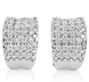 LARGE 2.28CT DIAMOND 14KT WHITE GOLD MULTI ROW UMBRELLA CLIP ON HANGING EARRINGS