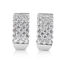LARGE 3.06CT DIAMOND 14KT WHITE GOLD ROUND MULTI ROW INVISIBLE HANGING EARRINGS