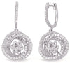LARGE 1.4CT DIAMOND 14K WHITE GOLD CIRCULAR INTERTWINING HUGGIE HANGING EARRINGS