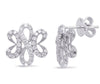 .66CT DIAMOND 14KT WHITE GOLD 3D DOUBLE HEART INFINITY FLOWER FUN STUD EARRINGS