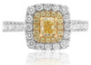 ESTATE 1.08CT WHITE & FANCY YELLOW DIAMOND 18K 2 TONE GOLD ENGAGEMENT RING