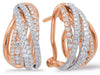 .85CT DIAMOND 14KT WHITE & ROSE GOLD 3D MULTI ROW CRISS CROSS CLIP ON EARRINGS