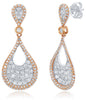 ESTATE 1.29CT DIAMOND 14KT WHITE GOLD CLUSTER CLASSIC TEAR DROP HANGING EARRINGS