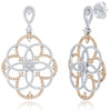 LARGE 1.81CT DIAMOND 14KT WHITE & ROSE GOLD 3D MULTI CIRCULAR HANGING EARRINGS