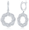 LARGE 1.44CT DIAMOND 14KT WHITE GOLD INFINITY FLOWER CIRCULAR HANGING EARRINGS