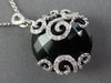 ESTATE LARGE 11.90CT DIAMOND & AAA ONYX 14KT WHITE GOLD 3D OPEN FILIGREE PENDANT