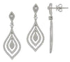 ESTATE .81CT DIAMOND 14K WHITE GOLD 3D CLASSIC TRIPLE TEAR DROP HANGING EARRINGS