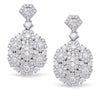 ESTATE LARGE 1.43CT DIAMOND 14KT WHITE GOLD 3D MULTI FLOWER FUN HANGING EARRINGS