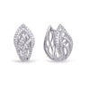 WIDE .8CT DIAMOND 14K WHITE GOLD DOUBLE LEAF CRISS CROSS HUGGIE HANGING EARRINGS