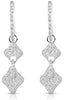 .88CT DIAMOND 14KT WHITE GOLD 3D DOUBLE 4 LEAF CLOVER LOVE KNOT HANGING EARRINGS