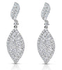 LARGE 1.21CT DIAMOND 14KT WHITE GOLD 3D DOUBLE LEAF PAVE FUN HANGING EARRINGS