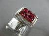 ANTIQUE WIDE 2.84CT DIAMOND & AAA RUBY 18KT WHT & ROSE GOLD FILIGREE FLOWER RING