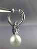 ESTATE LARGE 3.0CT AAA SAPPHIRE & AAA SOUTH SEA PEARL 18K WHITE GOLD 3D EARRINGS