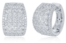 LARGE 4.32CT DIAMOND 14KT WHITE GOLD 3D INVISIBLE MULTI ROW HUGGIE HOOP EARRINGS