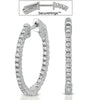 ESTATE 1.01CT DIAMOND 14K WHITE GOLD 3D CLASSIC INSIDE OUT HOOP HANGING EARRINGS