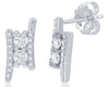 ESTATE .88CT DIAMOND 14KT WHITE GOLD 3D CLASSIC TWO STONE LOVE HANGING EARRINGS