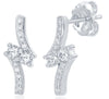 .90CT DIAMOND 14KT WHITE GOLD 3D CLASSIC TWO STONE CRISS CROSS HANGING EARRINGS