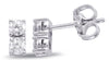 ESTATE .60CT DIAMOND 14K WHITE GOLD 3D CLASSIC 2 STONE ROUND PRONG STUD EARRINGS