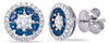 1.12CT DIAMOND & AAA SAPPHIRE 14KT WHITE GOLD 3D CIRCULAR FLOWER STUD EARRINGS