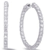 LARGE 3.9CT DIAMOND 14K WHITE GOLD SHARED PRONG INSIDE OUT HOOP HANGING EARRINGS