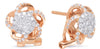 ESTATE .65CT DIAMOND 14KT WHITE & ROSE GOLD 3D FLOWER CLUSTER CLIP ON EARRINGS