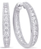 LARGE 3.75CT DIAMOND 14KT WHITE GOLD 3D INSIDE OUT HUGGIE HOOP HANGING EARRINGS