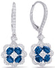 LARGE 2.42CT DIAMOND & AAA SAPPHIRE 14K WHITE GOLD OVAL & ROUND HANGING EARRINGS