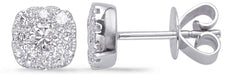 .71CT DIAMOND 14KT WHITE GOLD 3D CLASSIC ROUND INVISIBLE SQUARE STUD EARRINGS