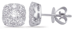 LARGE 1.37CT DIAMOND 14K WHITE GOLD CLASSIC ROUND INVISIBLE SQUARE STUD EARRINGS