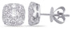 LARGE 1.37CT DIAMOND 14K WHITE GOLD CLASSIC ROUND INVISIBLE SQUARE STUD EARRINGS