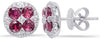 ESTATE 1.57CT DIAMOND & AAA RUBY 14KT WHITE GOLD 3D ROUND FLOWER STUD EARRINGS