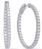 LARGE 2.31CT DIAMOND 14KT WHITE GOLD 3D 4 PRONG INSIDE OUT HOOP HANGING EARRINGS