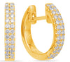 ESTATE .24CT DIAMOND 14KT YELLOW GOLD 3D CLASSIC TWO ROW HUGGIE HANGING EARRINGS