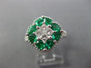 LARGE 1.35CT DIAMOND & AAA EMERALD 14K WHITE GOLD MULTI SHAPE SQUARE FLOWER RING