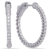 1.07CT DIAMOND 14KT WHITE GOLD 3D CLASSIC ROUND INSIDE OUT HOOP HANGING EARRINGS