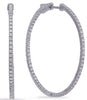 LARGE 1.10CT DIAMOND 14KT WHITE GOLD 3D ROUND INSIDE OUT HOOP HANGING EARRINGS
