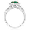ESTATE 2.43CT DIAMOND & AAA EMERALD 14K 2 TONE GOLD OVAL PYRAMID ENGAGEMENT RING