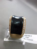 ESTATE WIDE .18CT DIAMOND 14KT ROSE GOLD 3D BLACK ENAMEL CONCAVE RING 13mm WIDE