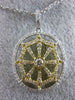 ESTATE .87CT DIAMOND 18K WHITE & YELLOW GOLD 3D SOLITAIRE SPIDER WEB FUN PENDANT