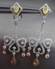 ESTATE LARGE 4.35CT DIAMOND & FANCY DIAMOND 18KT TRI GOLD HEART HANGING EARRINGS