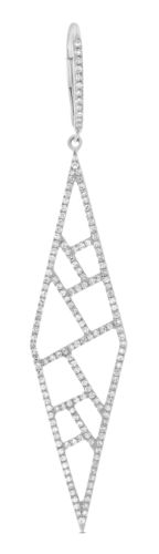 ESTATE .75CT DIAMOND 14K WHITE GOLD GEOMETRIC FILIGREE DANGLING HANGING EARRINGS
