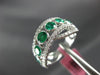 ESTATE LARGE 1.96CT DIAMOND & AAA EMERALD 18K WHITE GOLD CRISS CROSS LOVE RING