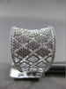 ESTATE LARGE 1.33CT DIAMOND 14K WHITE GOLD 3D X OPEN FILIGREE CONCAVE FUN RING